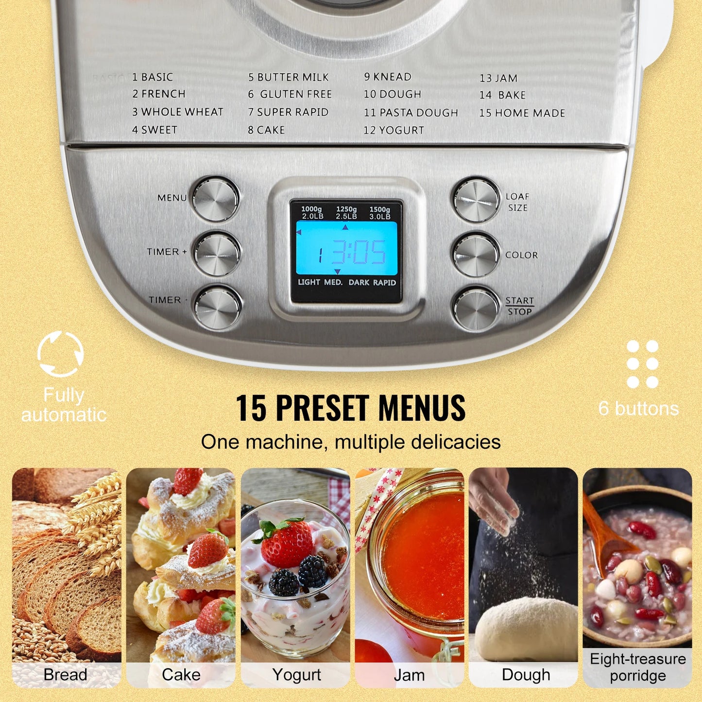 SucceBuy 15 In 1 Bread Maker With Gluten Free Setting