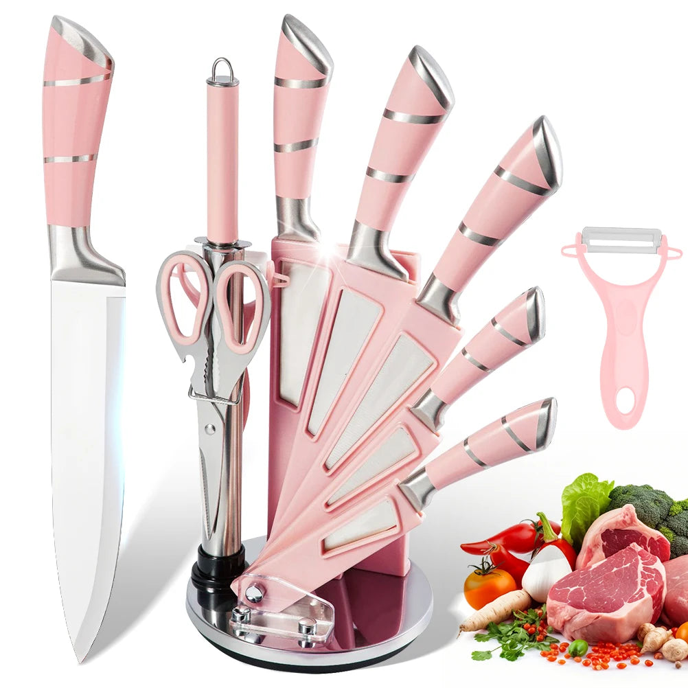 9 Piece Kitchen Knife Set Stainless Steel Hollow Handle