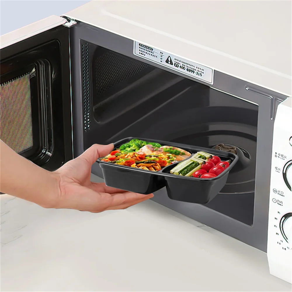 Feature 20Pcs Two Grid Stackable Disposable Lunch Box Microwave Safe