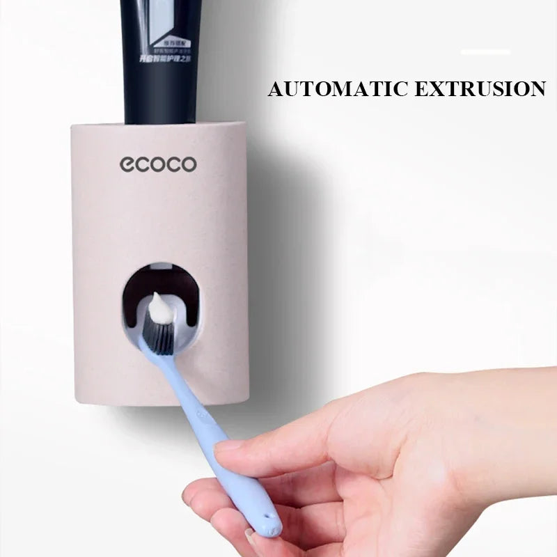 Automatic Toothpaste Dispenser Toothbrush Holder Wall Mount Squeezer