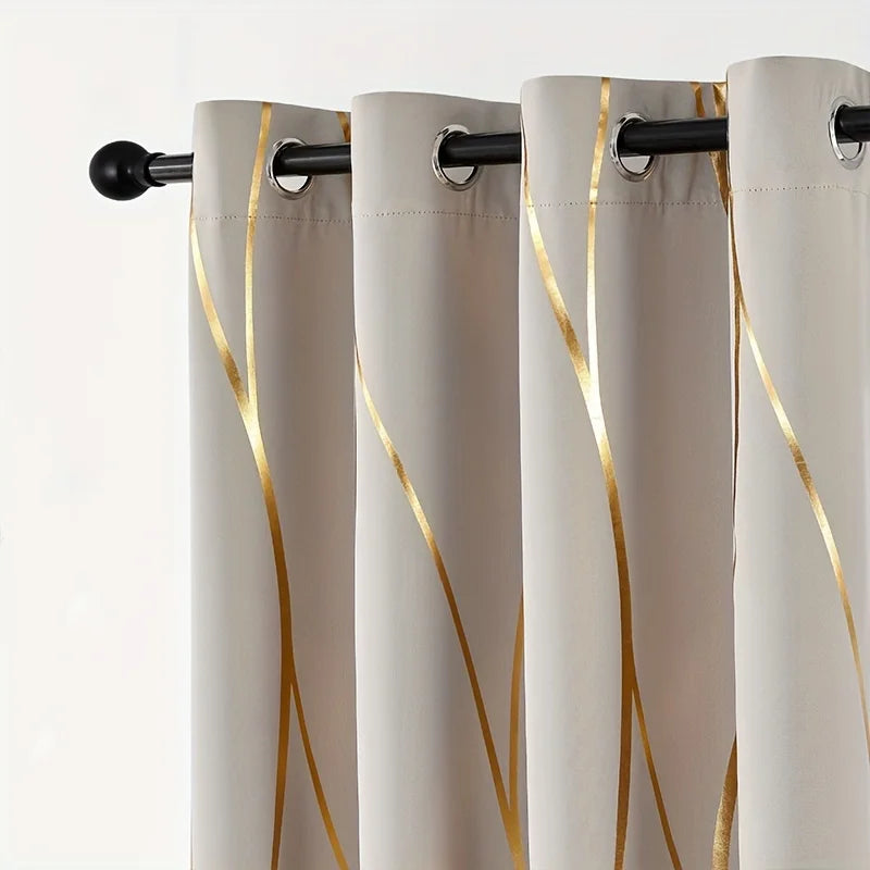 Golden Wave Circle Blackout Drapes with Grommets