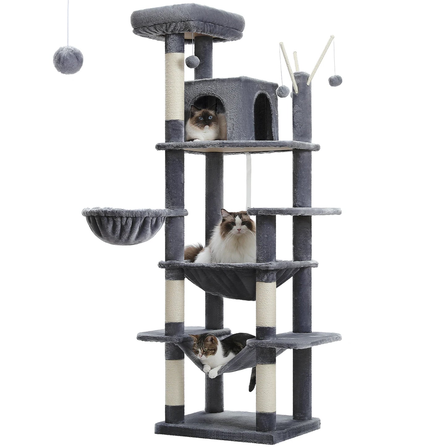 PAWZ Road Five Level Cat Tree Tower With Plush Condo Scratching Posts Boards