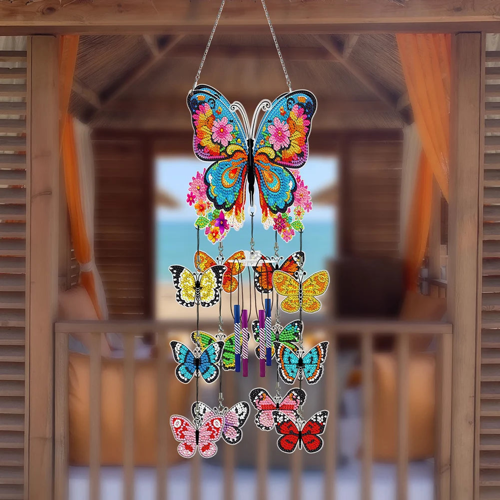 Form Diamond Painting Flower Butterflies Wind Chimes