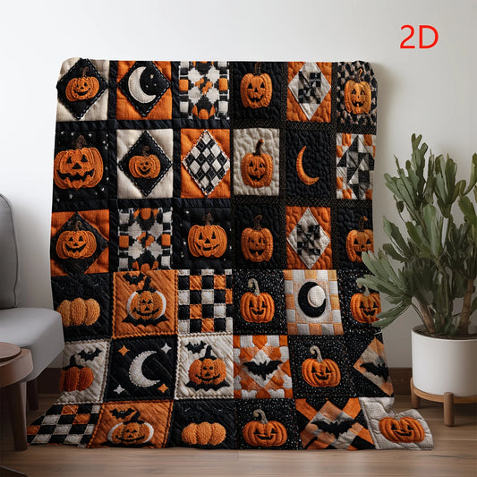 Craft of Weaving Halloween Plaid Pumpkin Moon Print Blanket