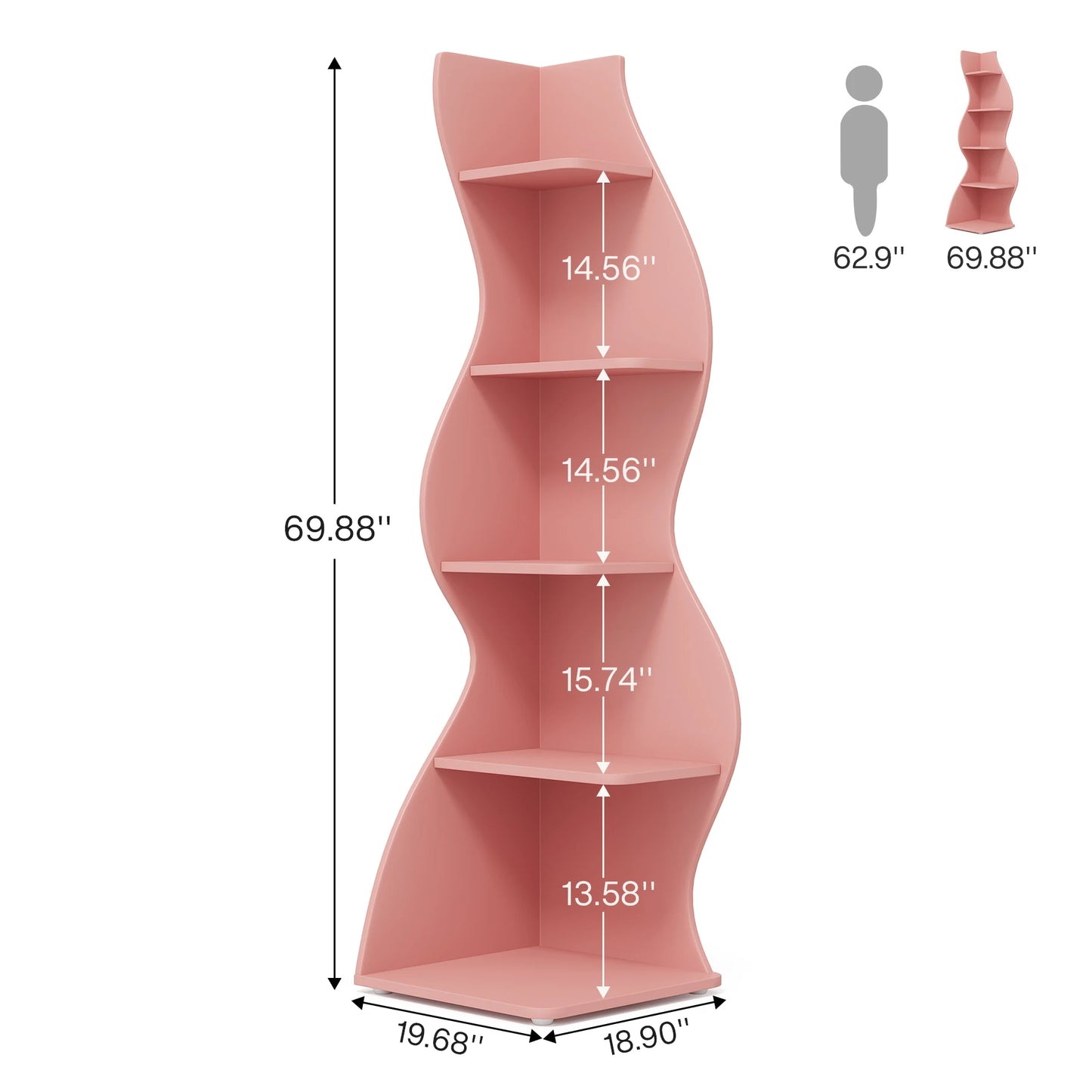5-Tier Corner Shelf Wall Bookshelf Plant Stand