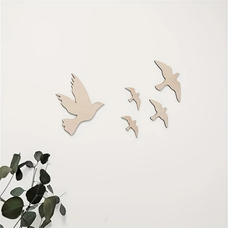 OtherChoice Scandinavian Wooden Bird Wall Stickers Nursery