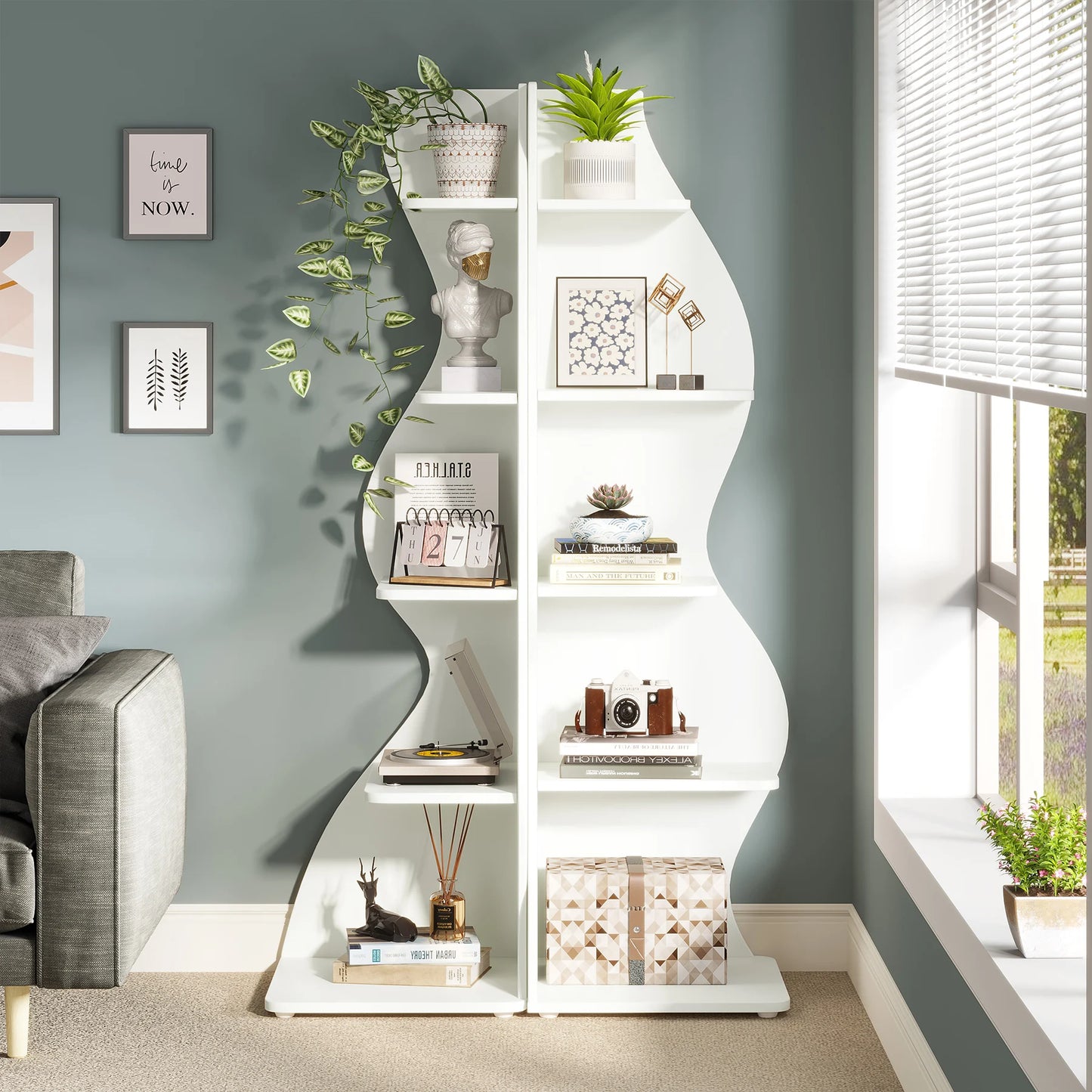 5-Tier Corner Shelf Wall Bookshelf Plant Stand