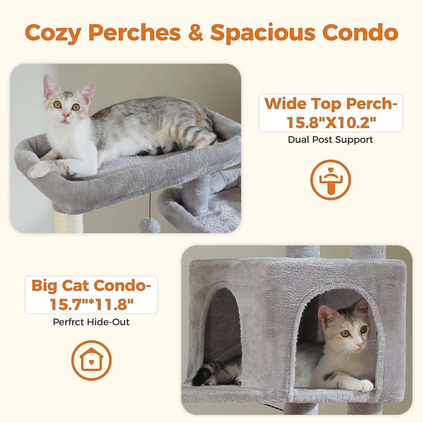 PAWZ Road Five Level Cat Tree Tower With Plush Condo Scratching Posts Boards