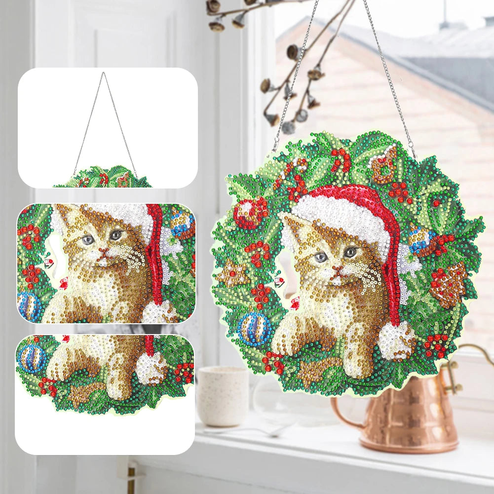 Canvas 5D DIY Decorative Festive Flower Circle Diamond Painting Wreath