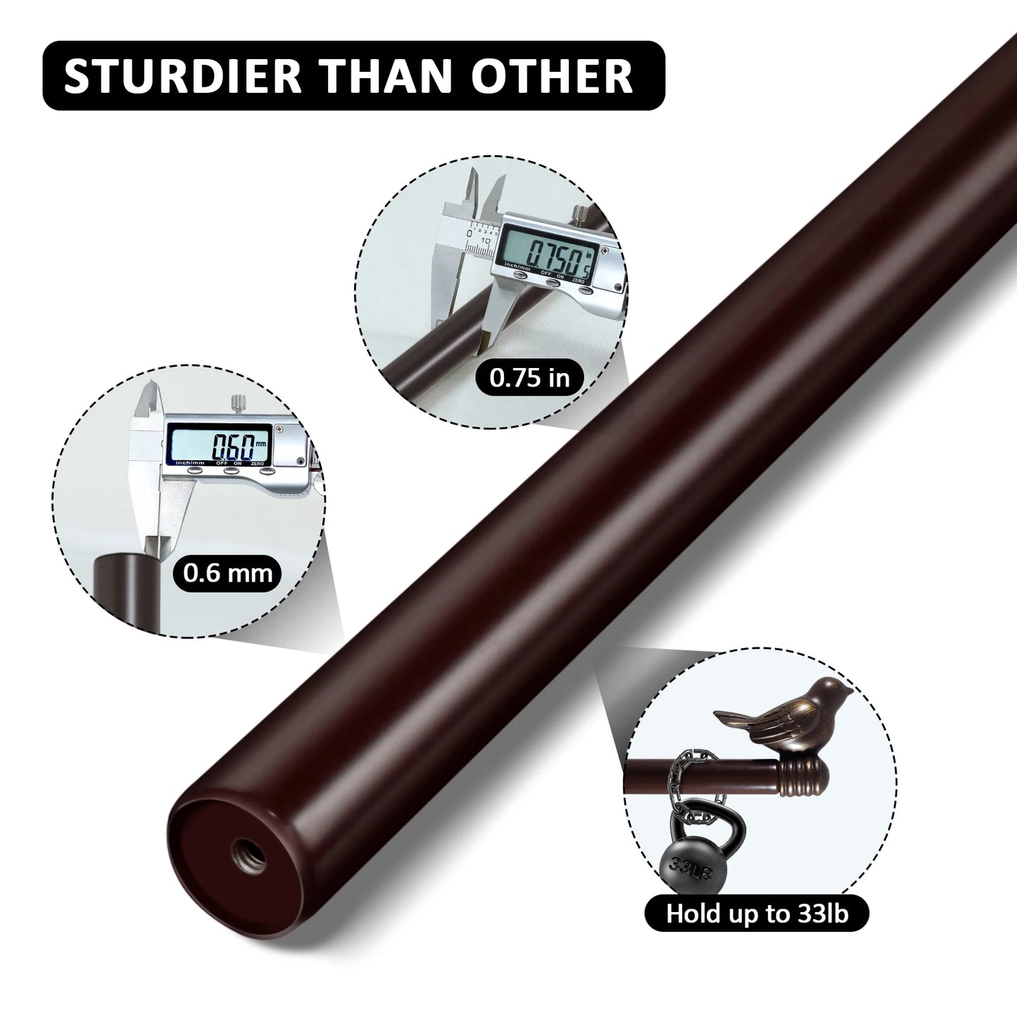 Guangdong Telescopic Curtain Rod Set With Decorative Bird Finials