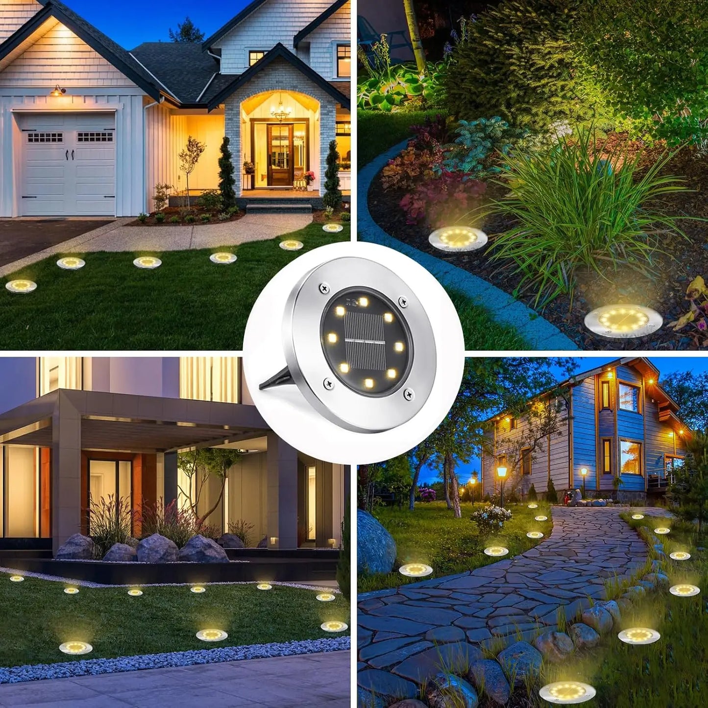 EZHomeEssentials Solar Lights 8 LED Landscape Pathway