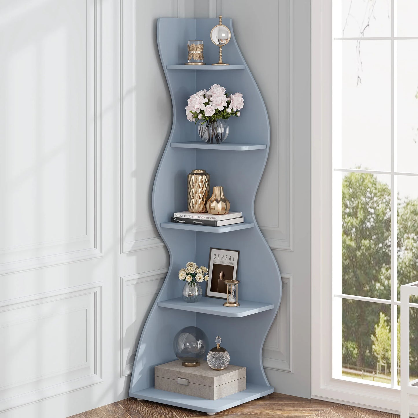 5-Tier Corner Shelf Wall Bookshelf Plant Stand