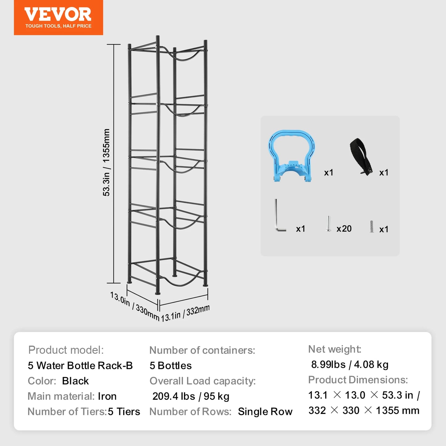 EZHomeEssentials 5 Tier Water Jug Holder Rack For Kitchen