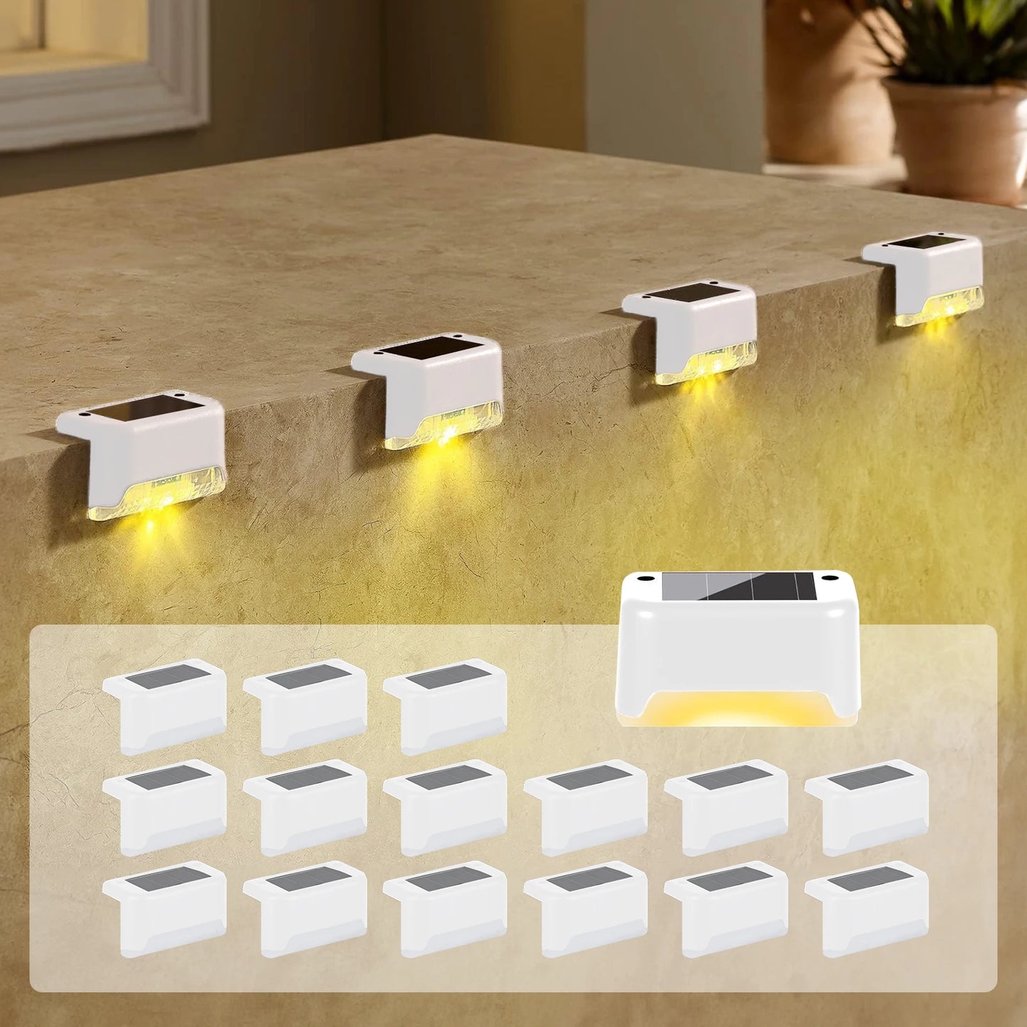 Hign-concerned Solar Deck Lights 16 Pack Outdoor Pathway