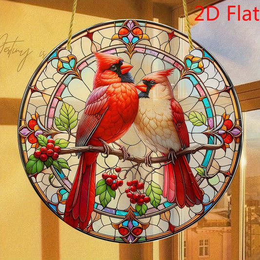 Hign-concerned 2D Cardinal Suncatcher Acrylic Wreath