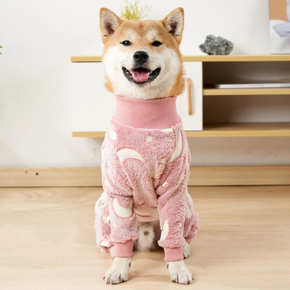 Fleece Dog Jumpsuit Winter Pajamas For Dogs