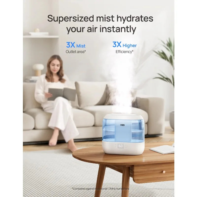 Dreo Humidifier for Bedroom, 4L Cool Mist Top-Fill Ultrasonic Humidifiers, Essential Oil Diffuser and Nightlight, 32H Runtime,