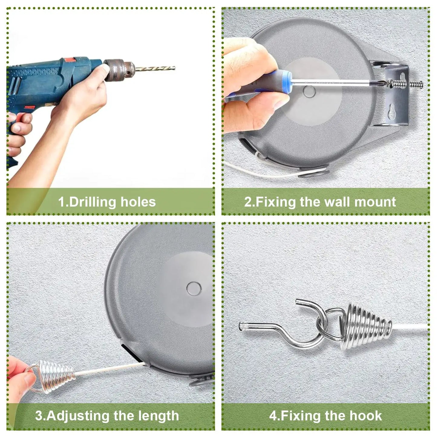 EZHomeEssentials Retractable Clothesline Heavy Duty Indoor
