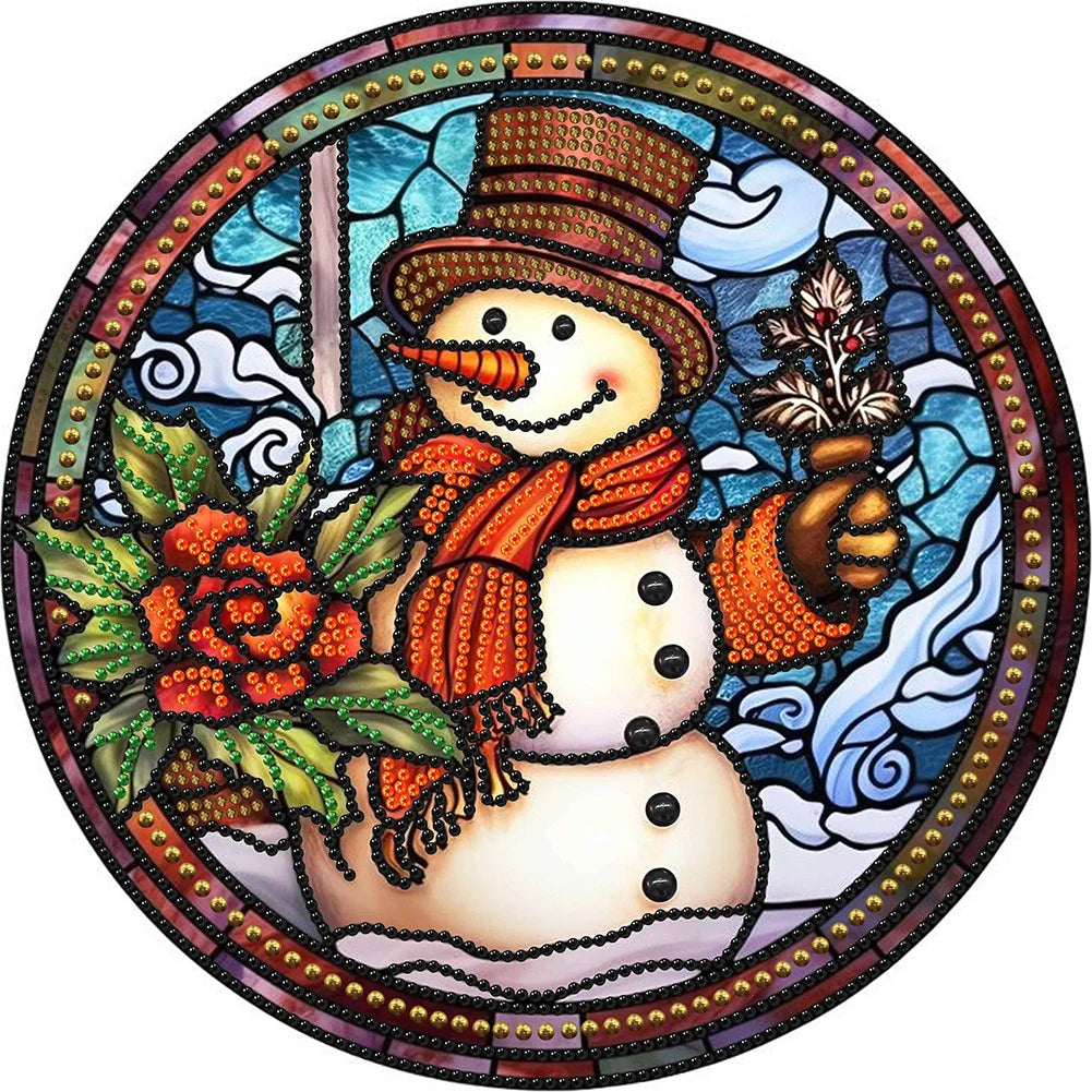 APWIKOGER 5D DIY Partial Diamond Painting Kit Xmas Snowman Decor