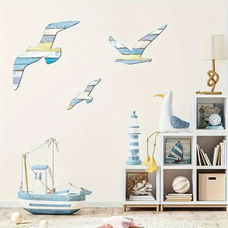 Hign Concerned Seagull Wall Decor 3 Piece Set Nautical