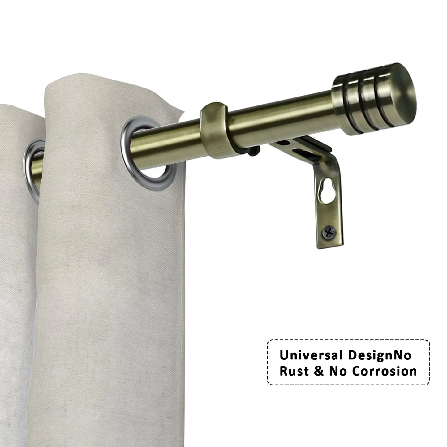 Heavy Duty Adjustable Curtain Rod Set End Caps