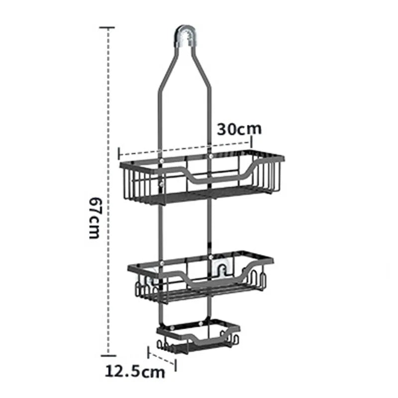 Wall Mounted Bathroom Shelf Third Floor Hanging Shower Head Storage Rack Made of Iron Shampoo Bottle Shower Storage Rack