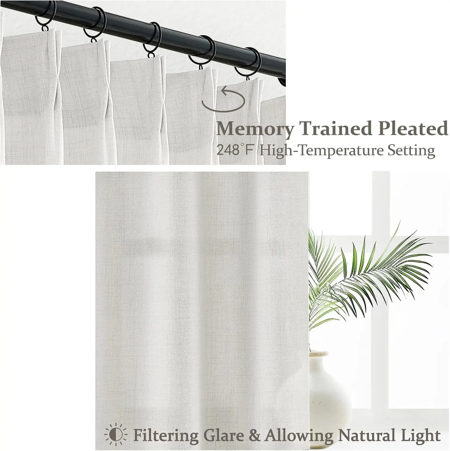 Pinch Pleated Linen Blend Curtains For Bedrooms And Living Spaces Comfort