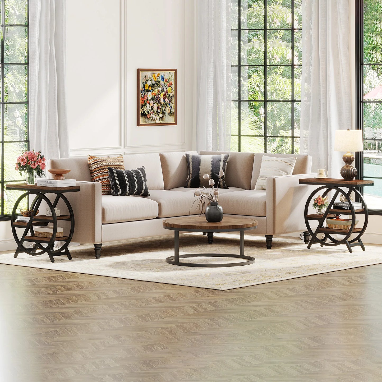 Tribesigns End Table for Living Room 3-Tier with Storage