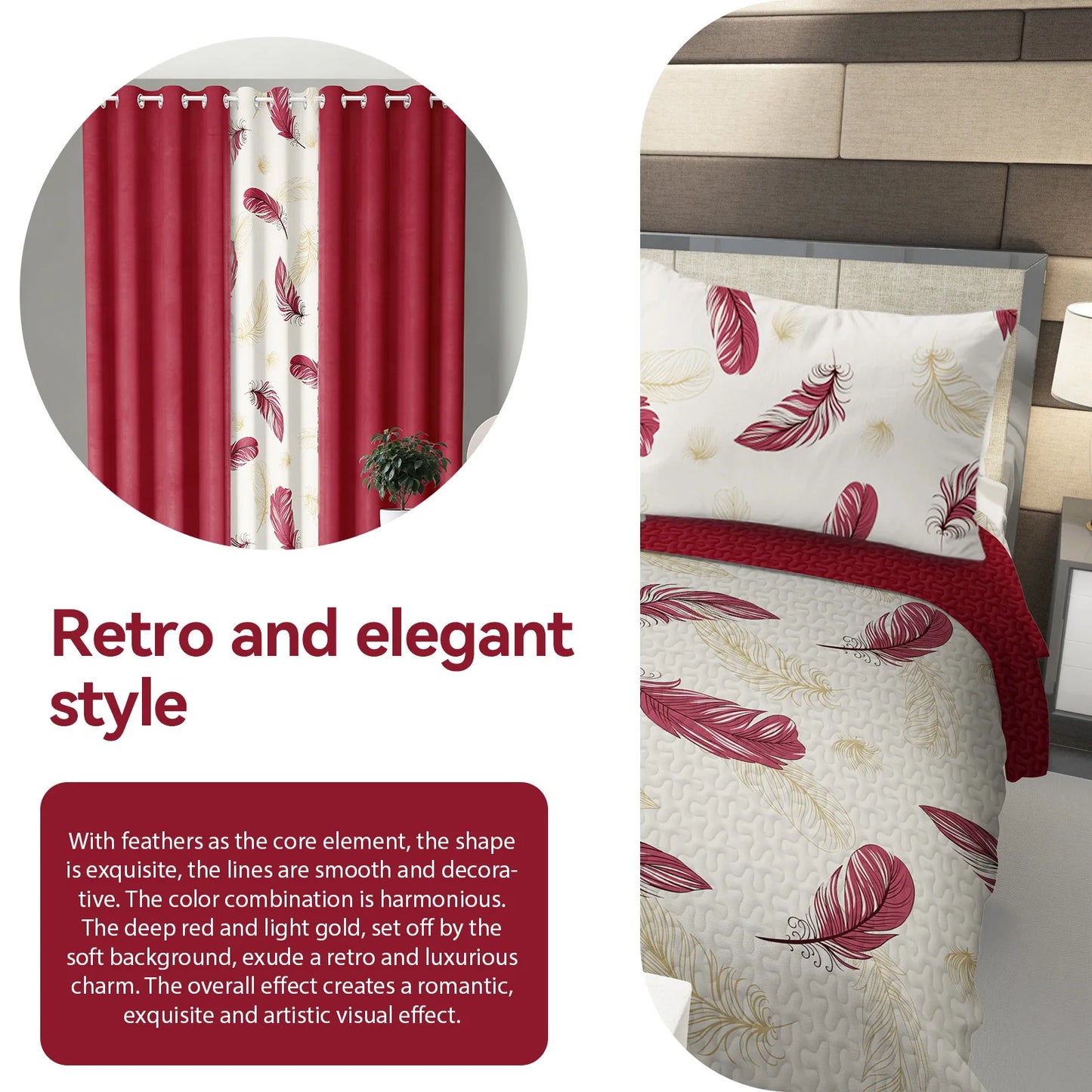 Bedspread Set With Curtains 9 Piece Machine Washable