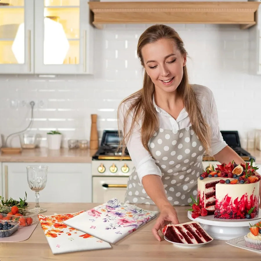 Floral Kitchen Towels 6 Pcs Set Cotton