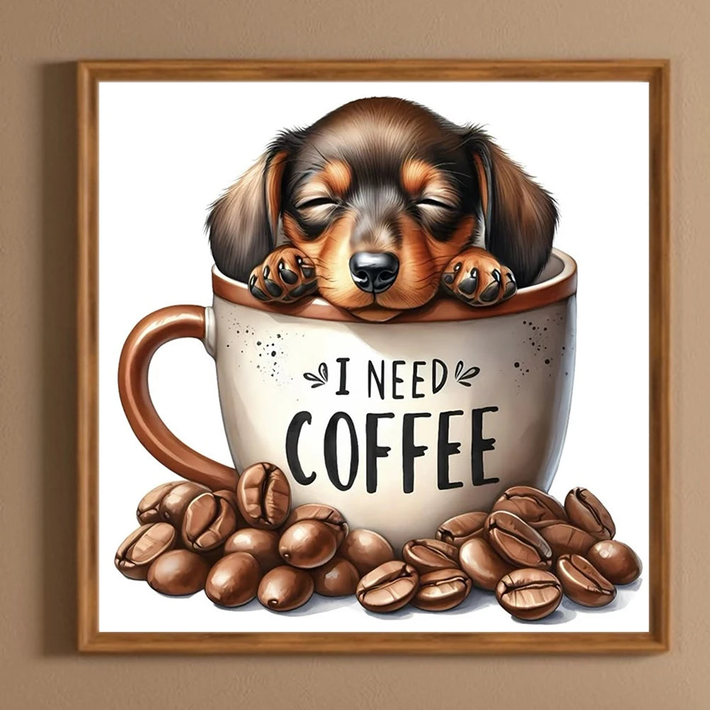 Alloet Coffee Animal 5D Diamond Painting Kit Full Drill Round