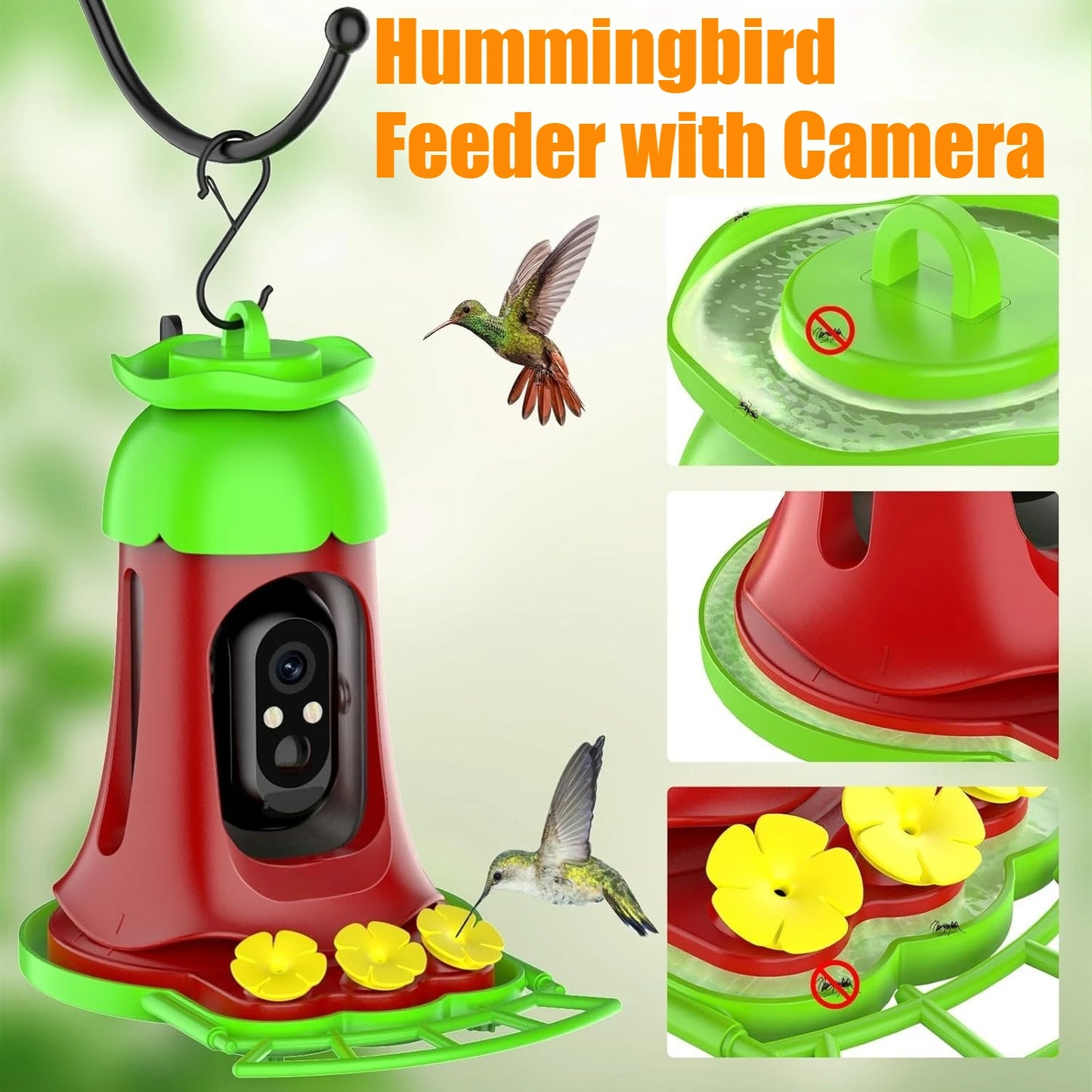 AISITIN Hummingbird Feeder Camera Solar Powered Smart Bird Feeder