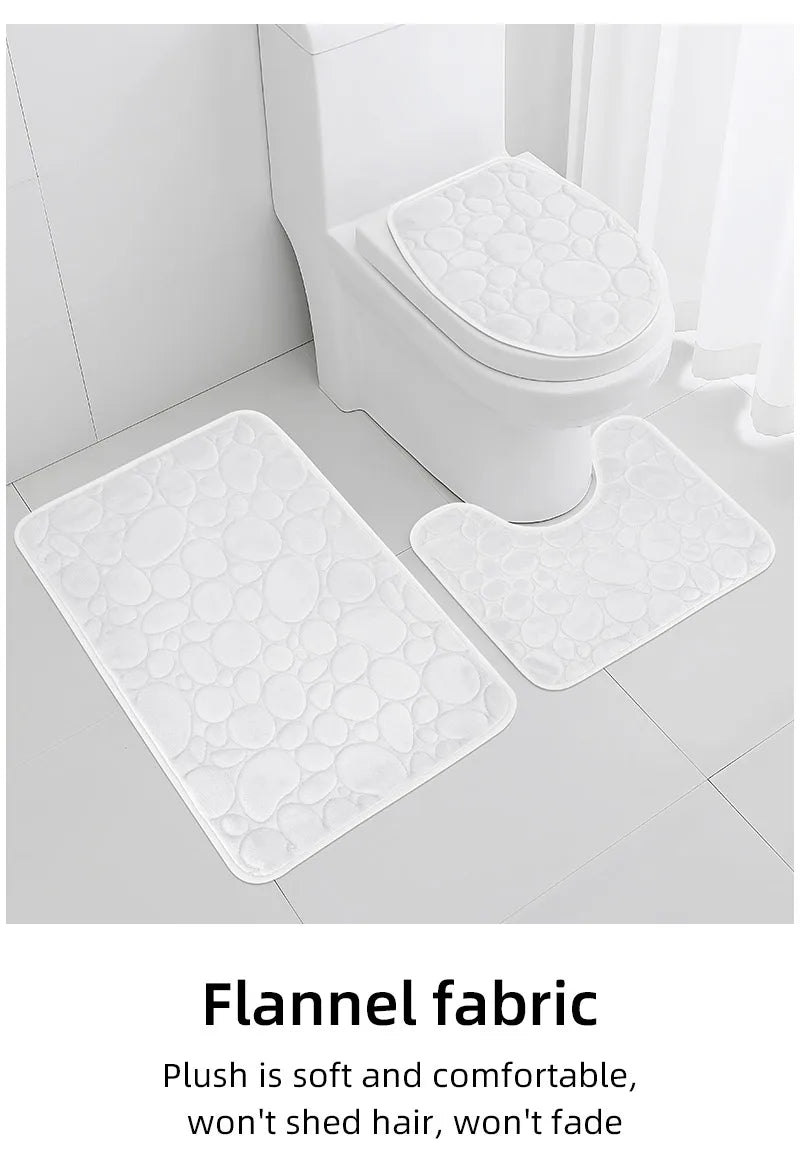 Soft Microfiber Non Slip Stone Bathroom Floor Mat Set