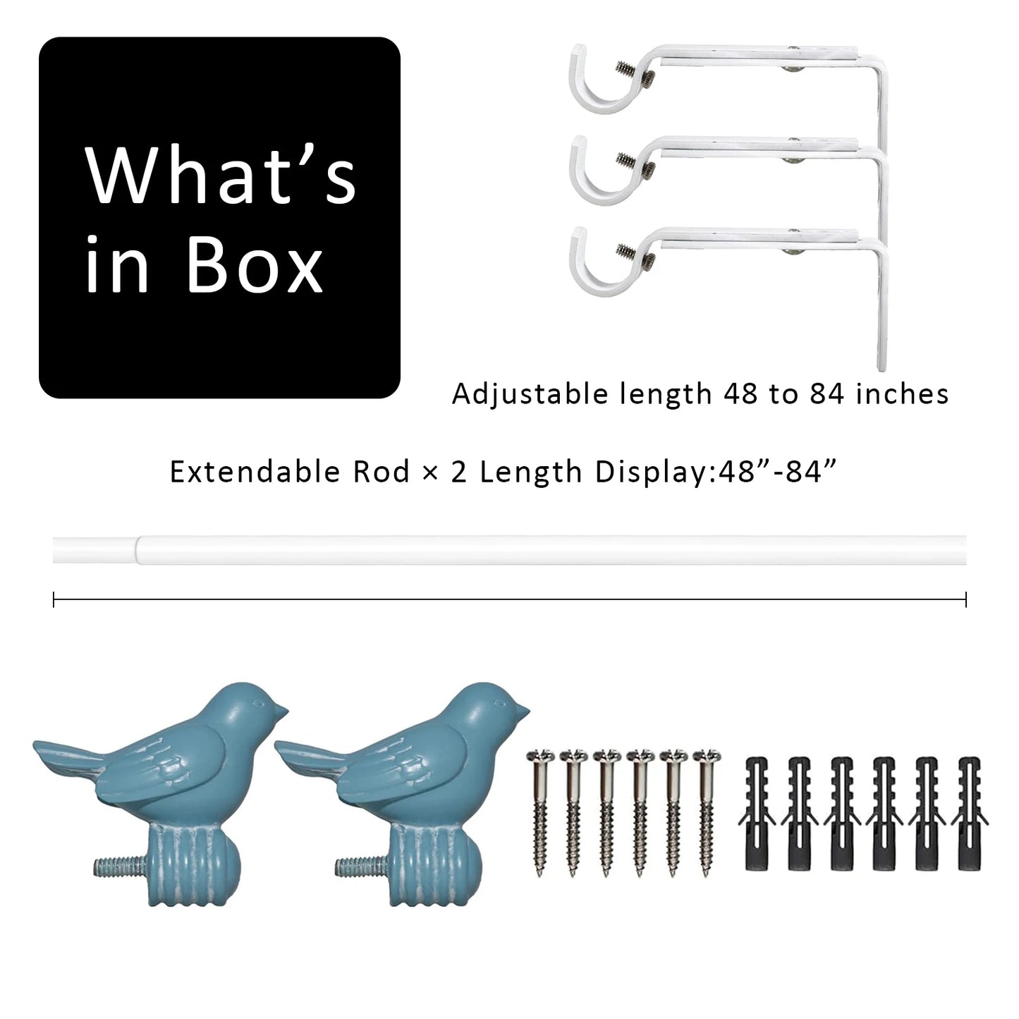 Guangdong Telescopic Curtain Rod Set With Decorative Bird Finials