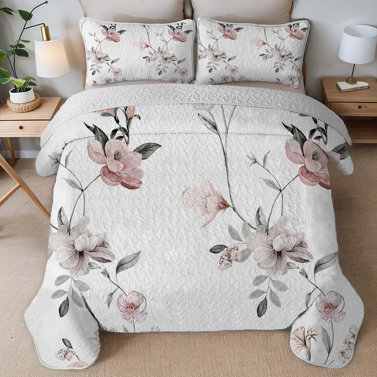 Craft Of Weaving Floral Quilt Set Includes Pillowcases