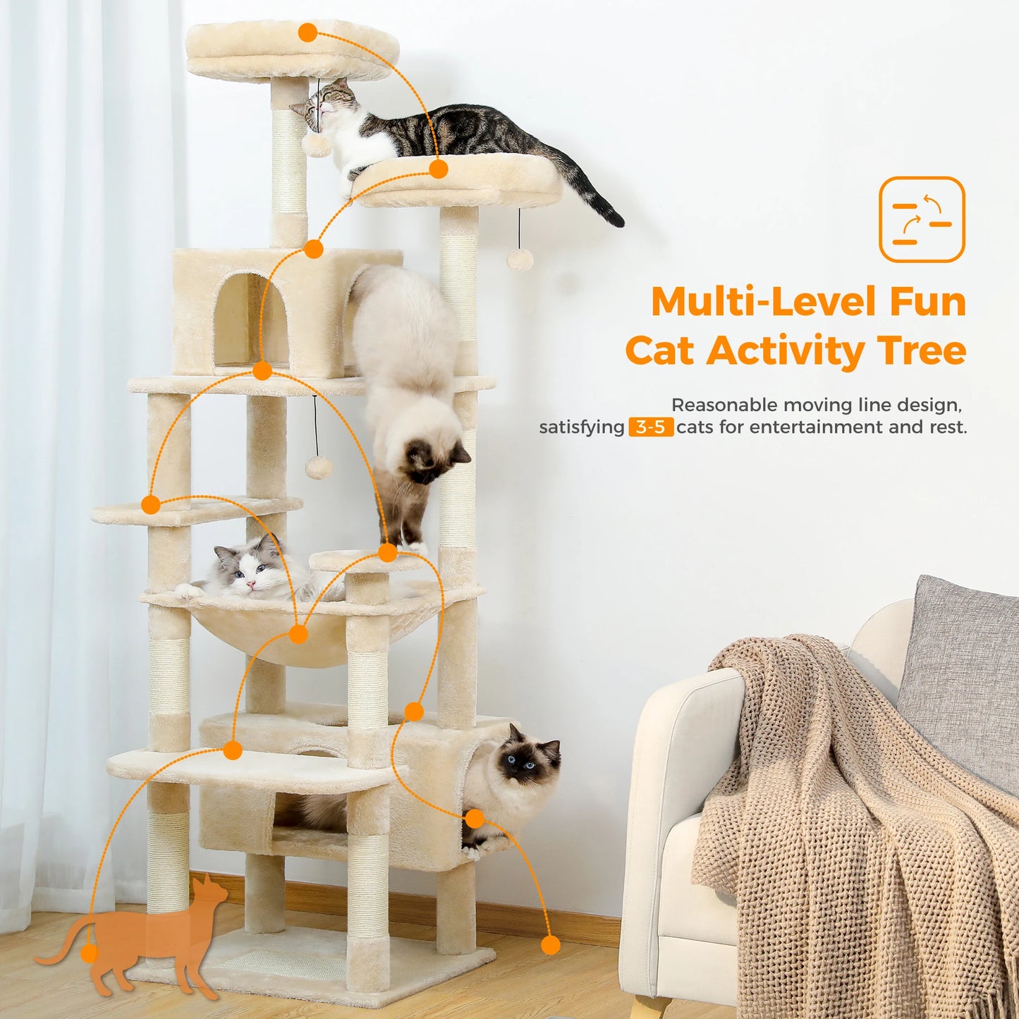 PAWZ Road Large Cat Tree Tower Plush Condos And Posts