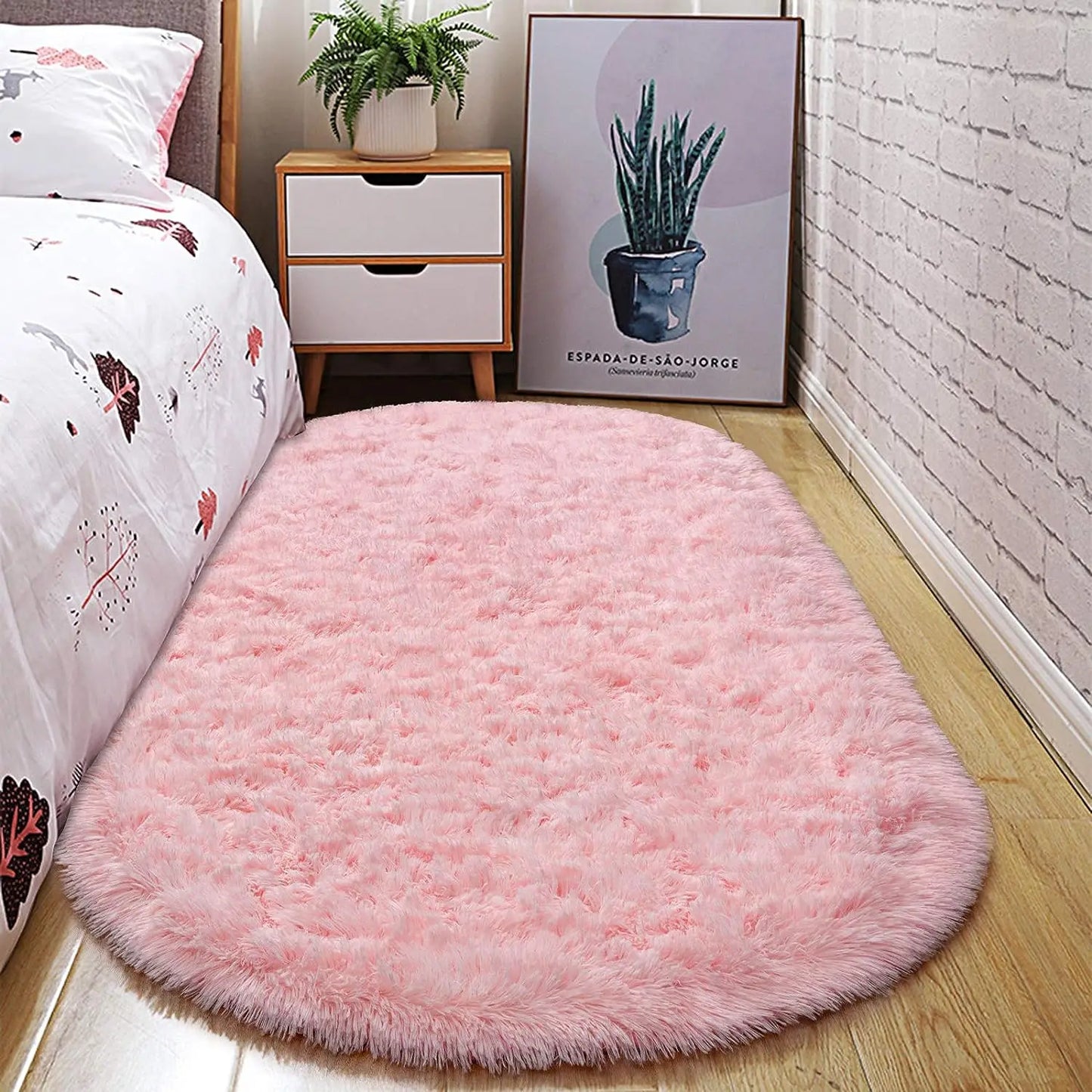 EZHomeEssentials Oval Fluffy Area Rug Plush Shaggy Carpet