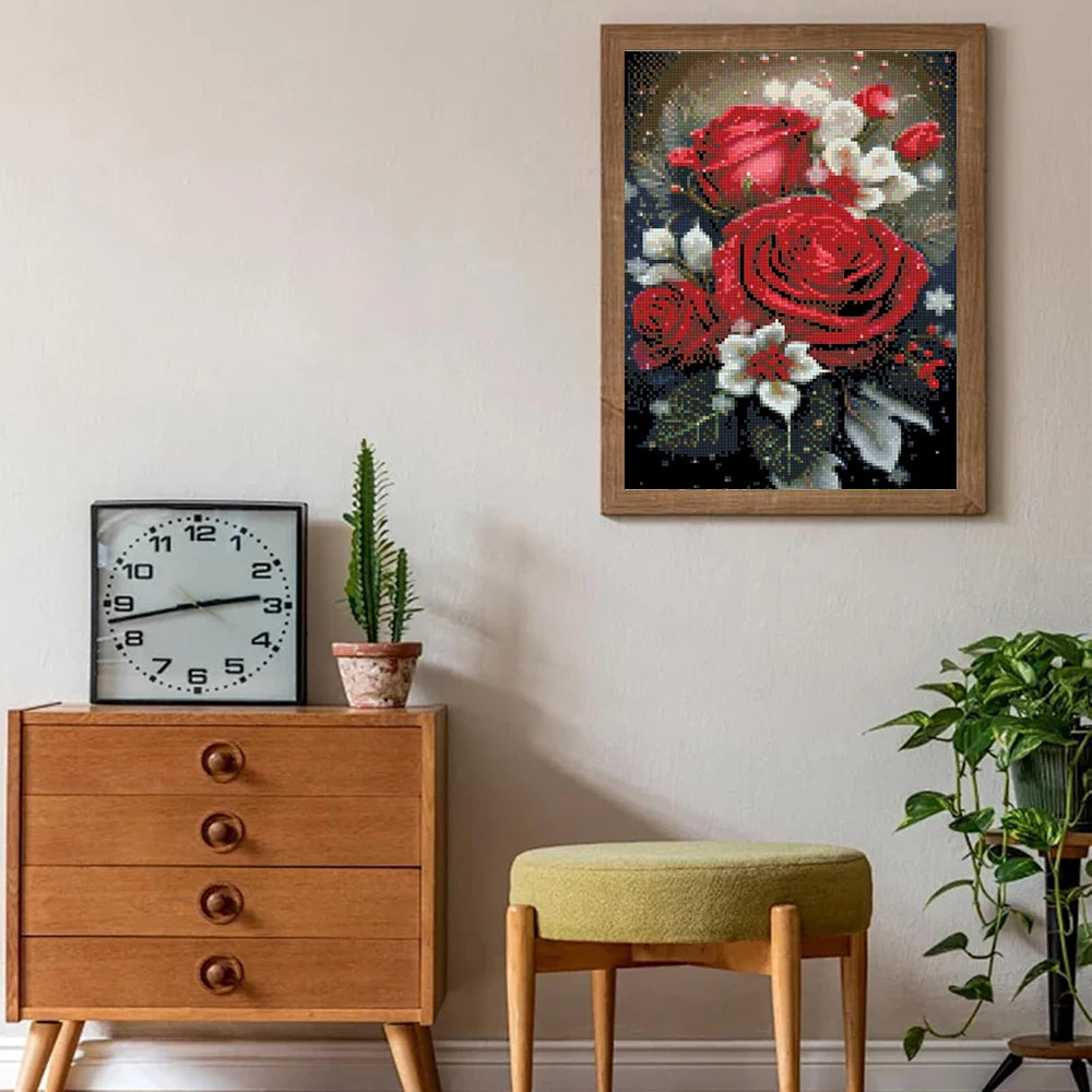 Frame 5D Rose Diamond Painting Kit Full Round Embroidery