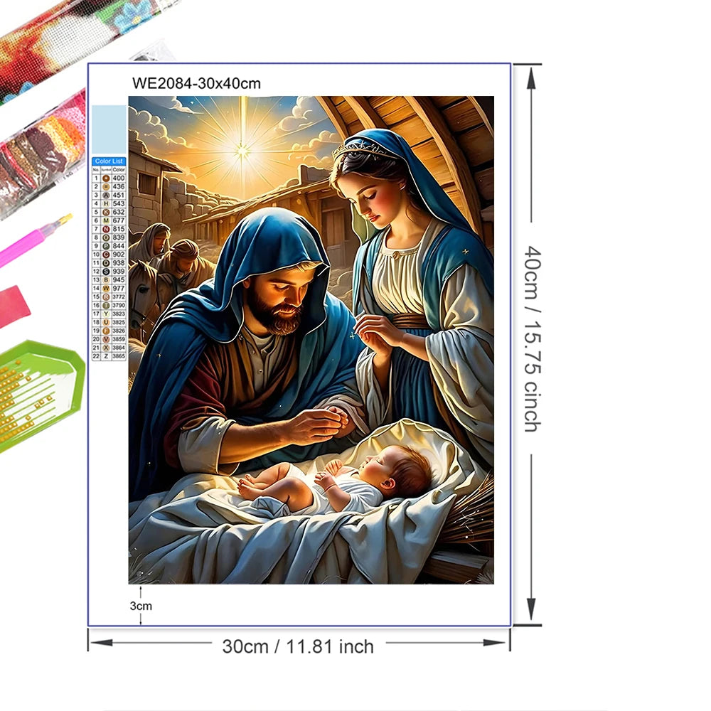 Frame DIY Jesus Diamond Painting Kit Round Full Drill