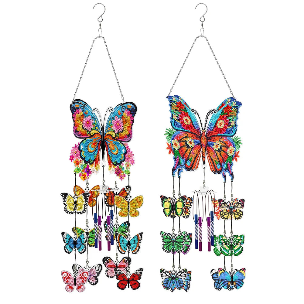 Form Diamond Painting Flower Butterflies Wind Chimes