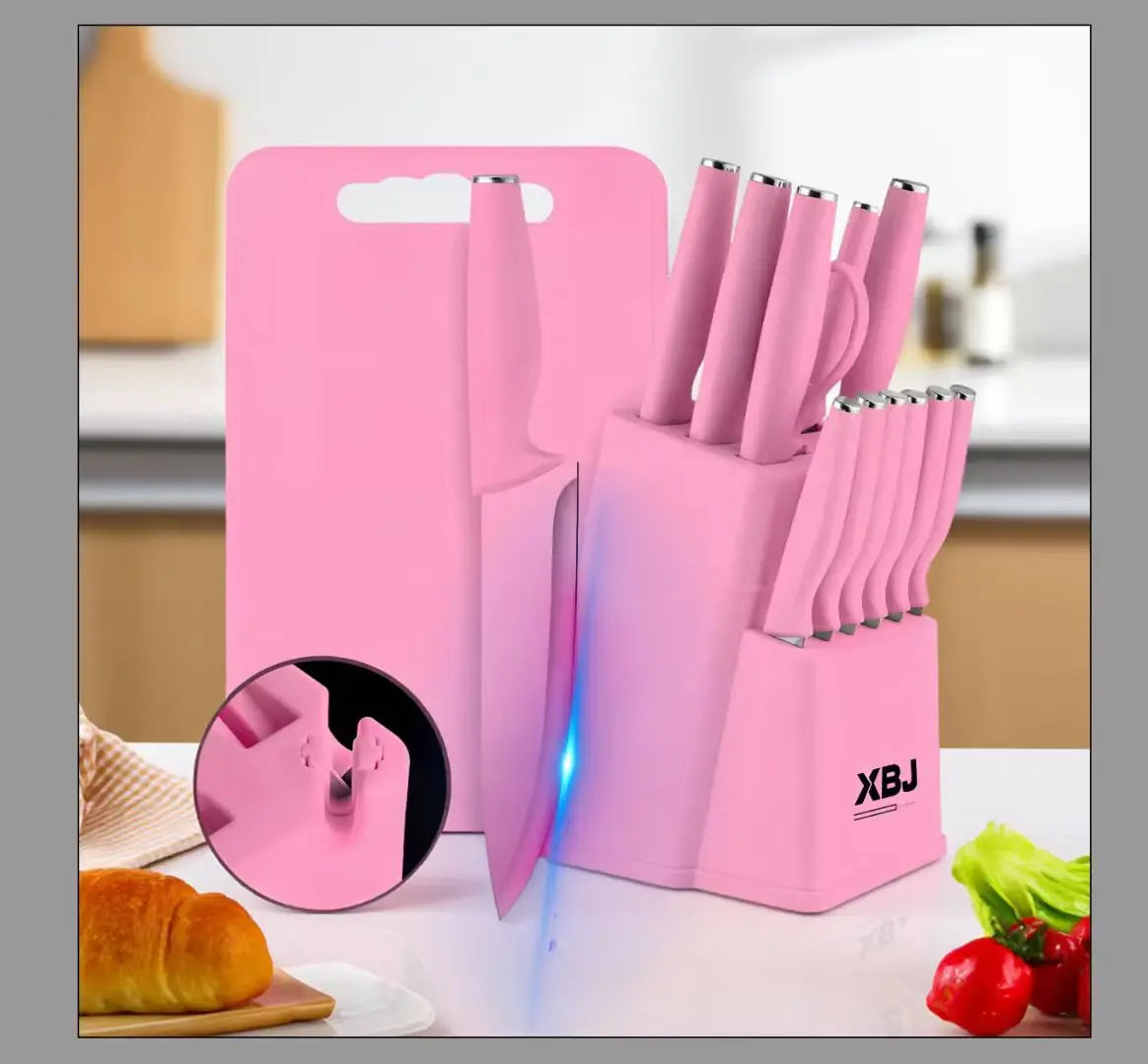 Stainless Steel 15 Piece Kitchen Knife Set Ergonomic Handle