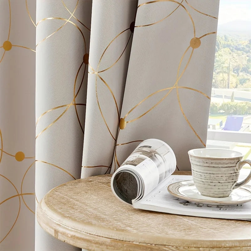 Golden Wave Circle Blackout Drapes with Grommets
