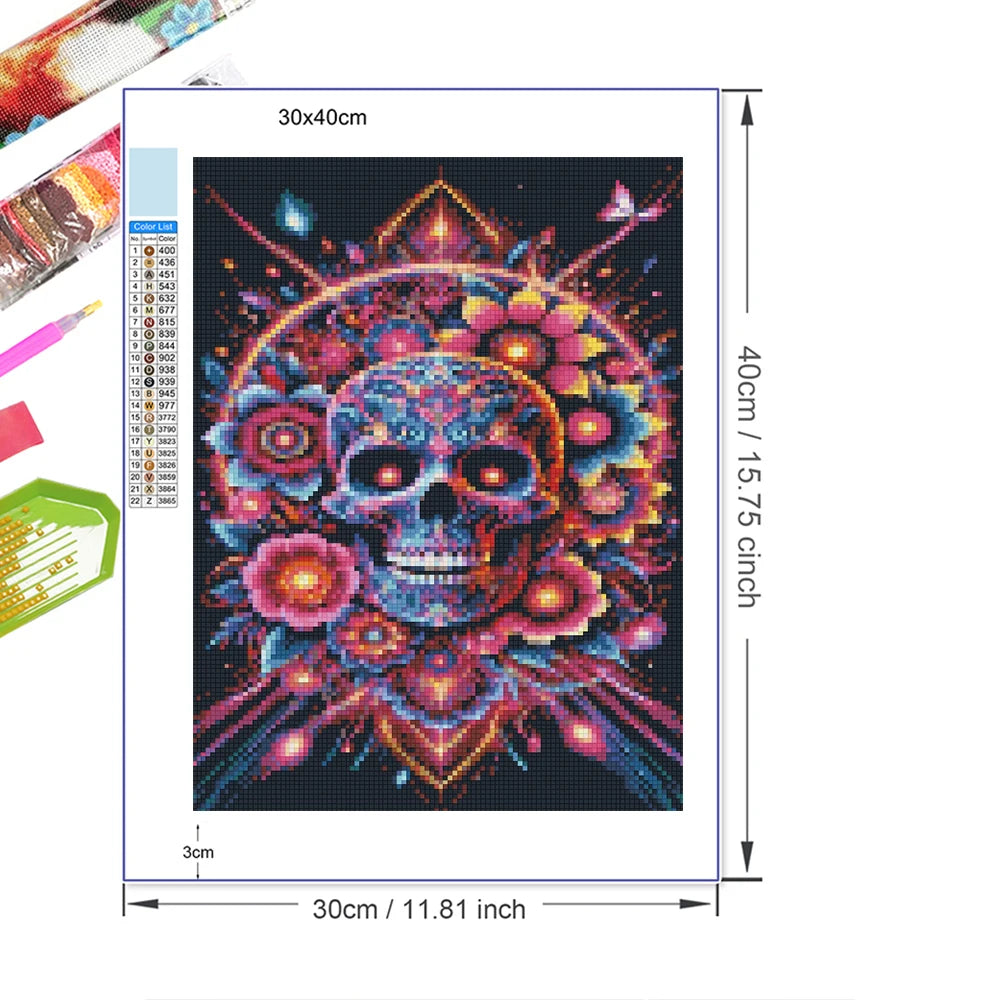 Frame 5D Gothic Wind Skull Diamond Painting Kit Dragon Mosaic