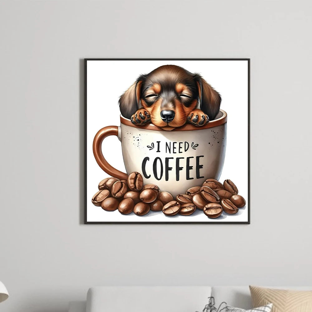 Alloet Coffee Animal 5D Diamond Painting Kit Full Drill Round