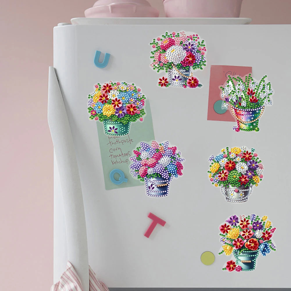 Shunmaii Special Shape Diamond Painting Flower Fridge Magnets Sticker Kit For Refrigerator Diy Decor