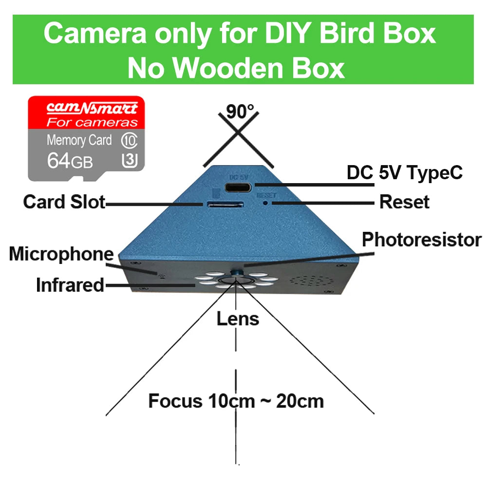 Camnsmart Smart Bird House 4MP HD WiFi Birdbox Camera For Real Time Monitoring