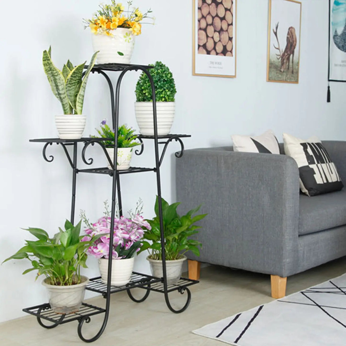 7 Tier Iron Plant Stand Indoor Load Capacity 92lbs
