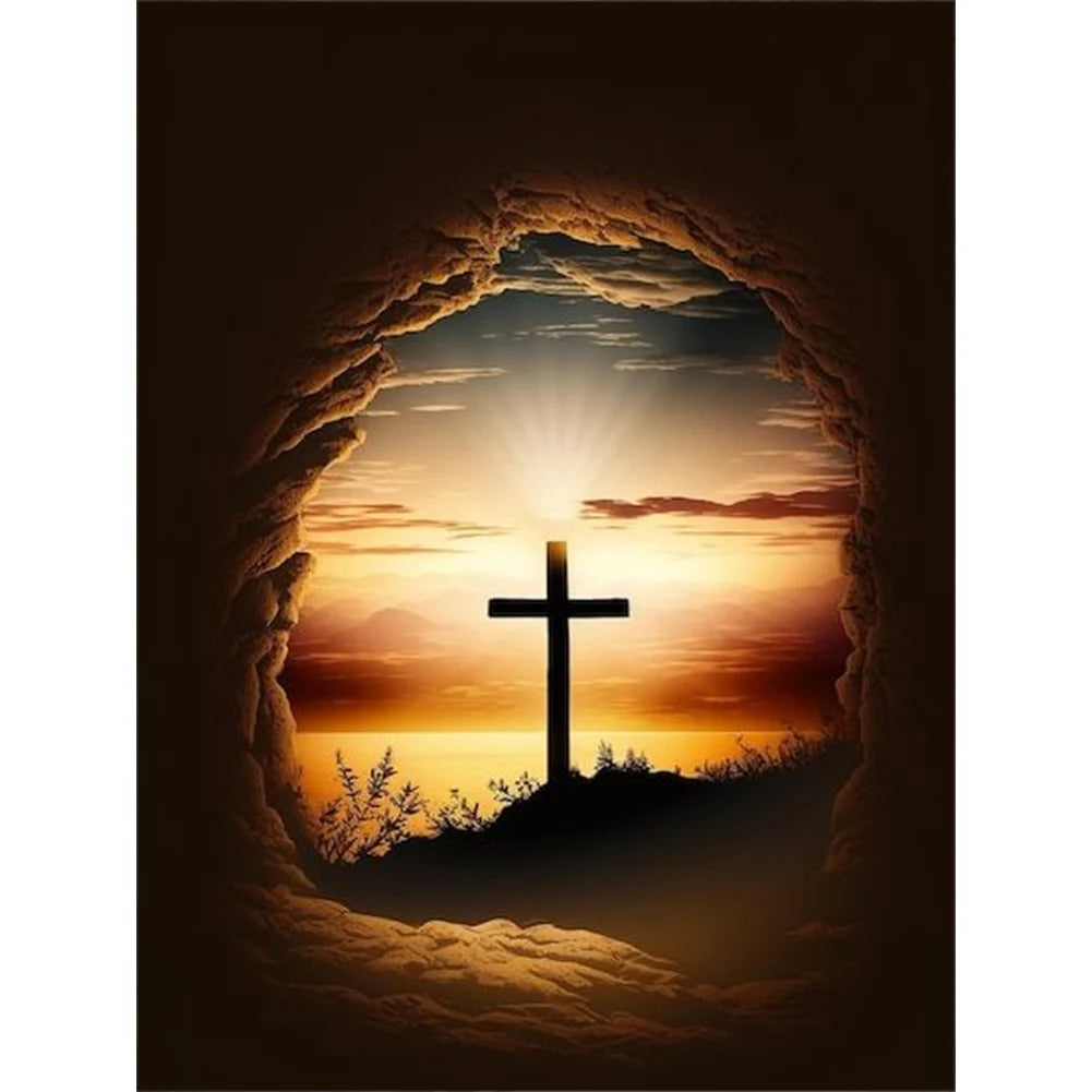 Alloet 5D DIY Diamond Painting Crucifix Kit Home Decoration