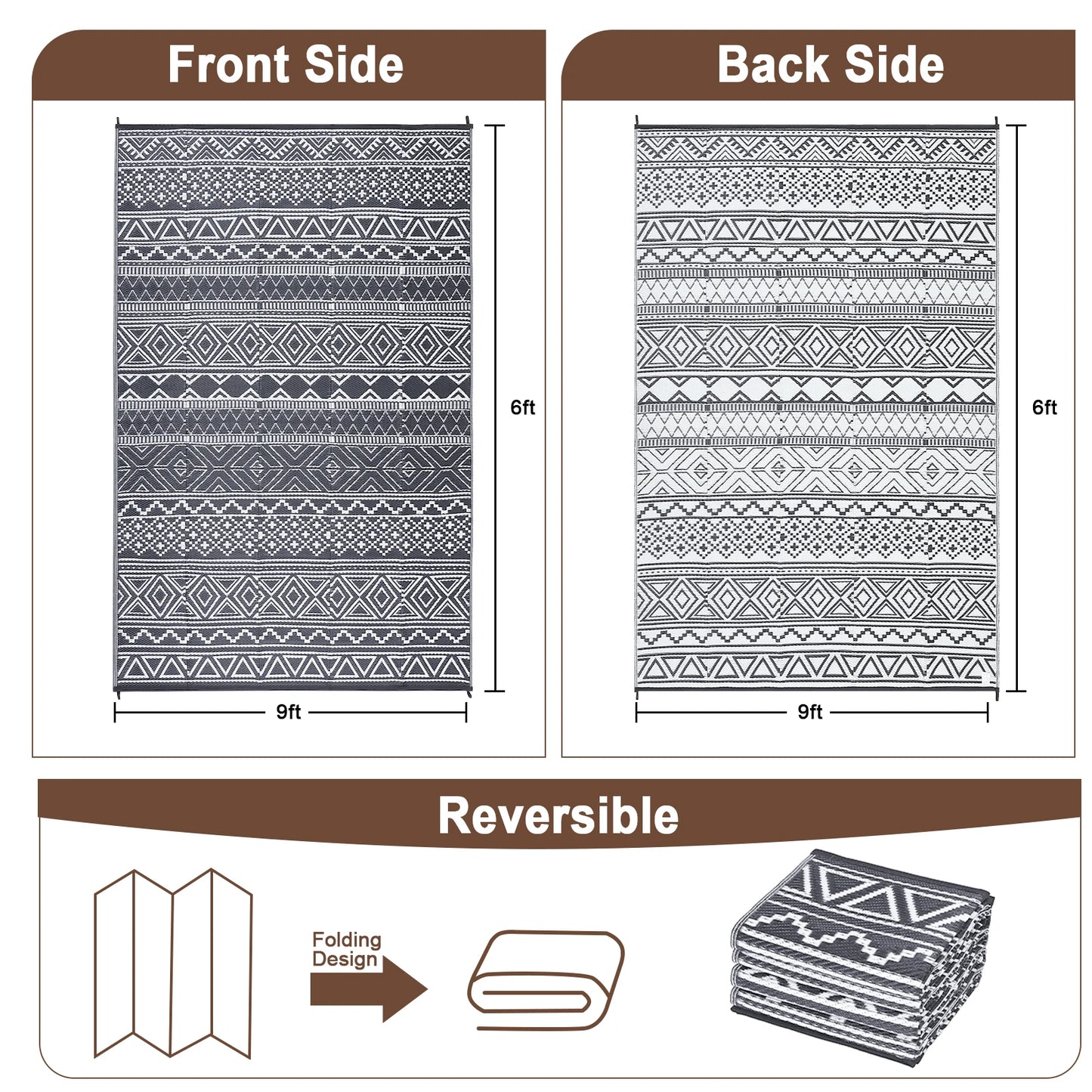 Studyset Outdoor Rug Reversible Boho Patio Carpet Mat