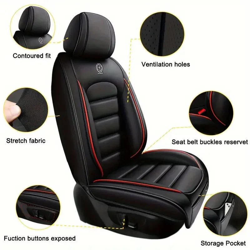 Waterproof leather car seat covers, universal fit for 99% of sedans/SUVs/trucks, front 2-seat set